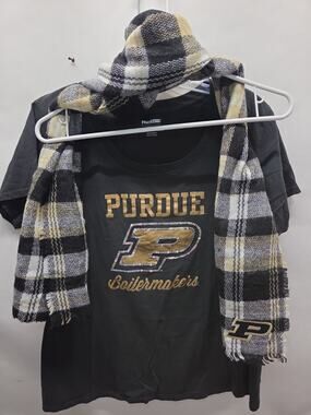 Pro Edge Black Purdue University T- Shirt XL-With Scarf Bundle